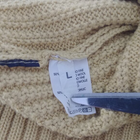 Vintage made in Italy Men's Large merino wool blend thick yellow sweater - Picture 11 of 16